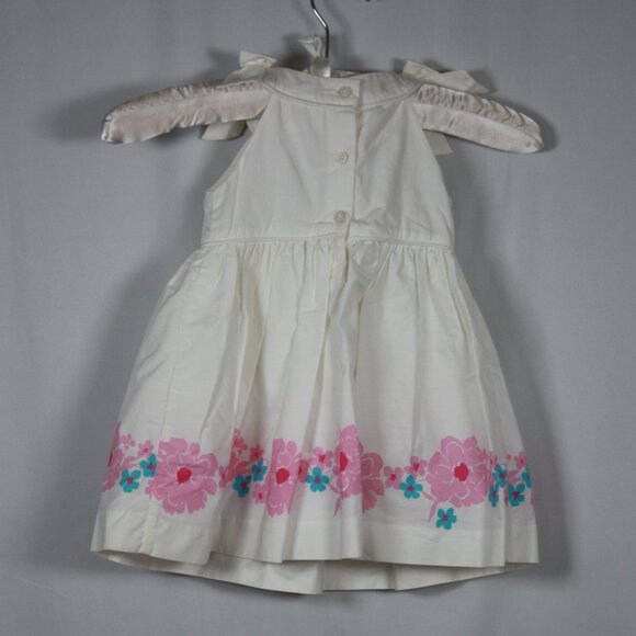 Janie and Jack White Dress with  Flowers on Hemline Size 6-12 Months - Picture 4 of 5